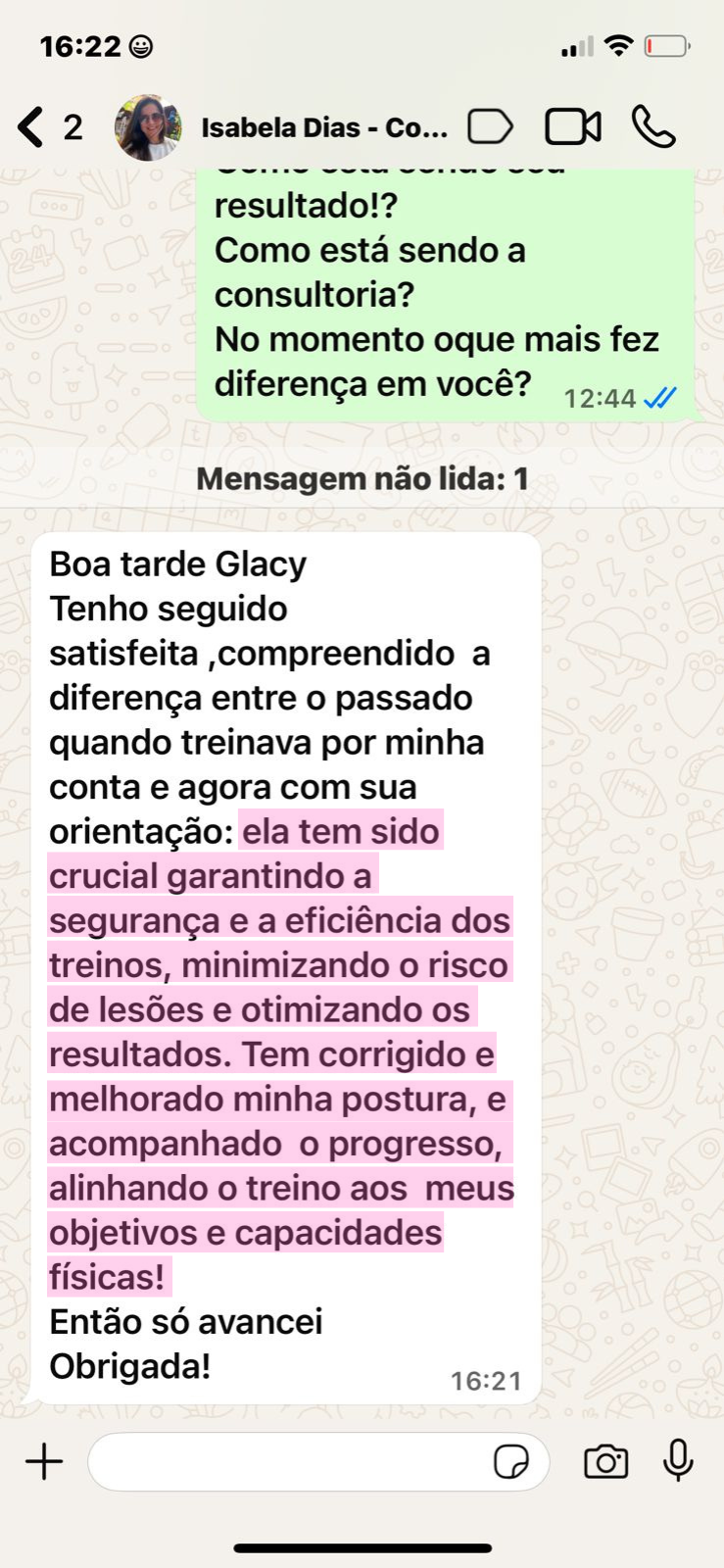 Depoimento de aluna 10